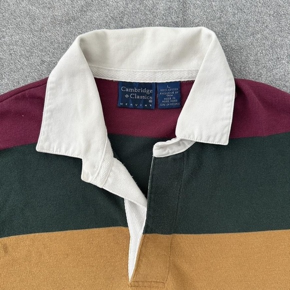 Vtg Striped Rugby Shirt Mens Large Green‎ Ivy League Preppy Cambridge Classics - Picture 3 of 10